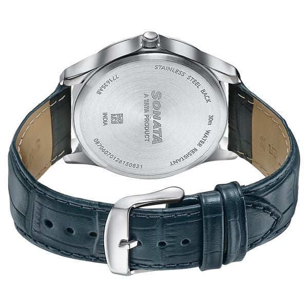 Sonata Men's Work Wear Dark teal dial Watch - 77163SL04