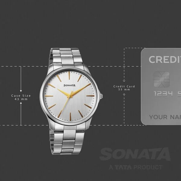 Sonata Traditional Essentials Silver Dial Watch For Men 77163sm02w