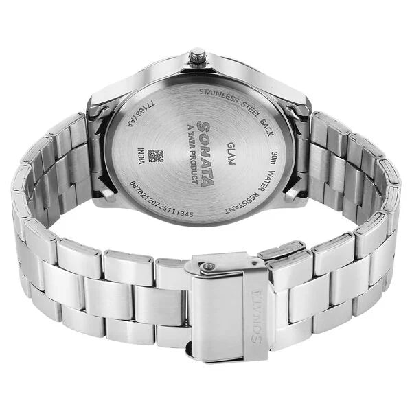 Sonata Traditional Essentials Silver Dial Watch For Men 77163sm02w