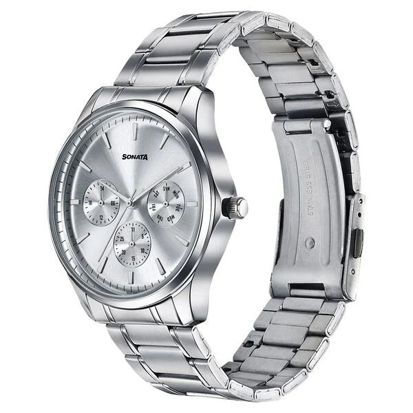 Sonata Men's Work Wear silver Watch - 77163SM03