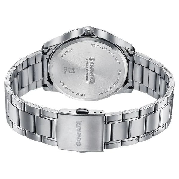 Sonata Men's Work Wear silver Watch - 77163SM03