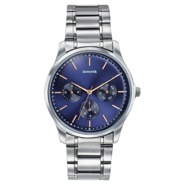 Sonata Men's Work Wear Navy dial Watch - 77163SM05