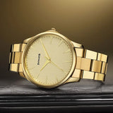 Sonata Traditional Essentials Champagne Dial Golden Watch For Men - 77163YM05W
