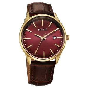 Sonata Eternia Quartz Analog Watch For Men - 77166YL02 - KRISHNA WATCH COMPANY