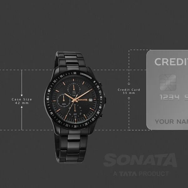 Sonata Chronos Quartz Analog with Date Watch For Men 77187nm01