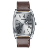 Sonata Ascent Silver Tonneau Watch with Leather Strap 77195sl01