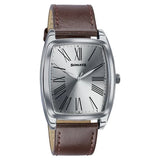 Sonata Ascent Silver Tonneau Watch with Leather Strap 77195sl01