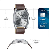 Sonata Ascent Silver Tonneau Watch with Leather Strap 77195sl01