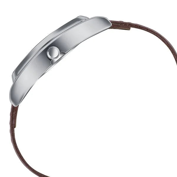 Sonata Ascent Silver Tonneau Watch with Leather Strap 77195sl01