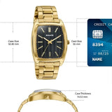 Sonata Ascent Gold & Black Tonneau Watch for Men 77195ym02