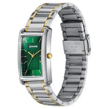 Sonata Ascent Green Rectangular Watch - 77196bm01