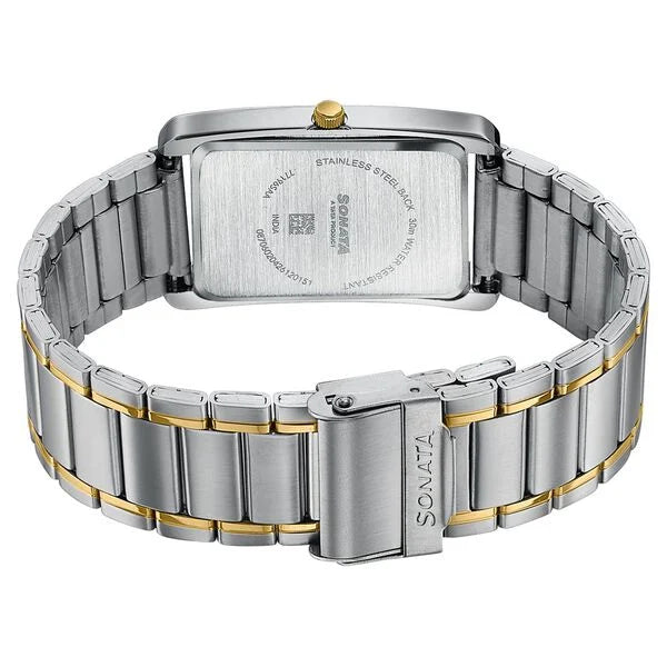 Sonata Ascent Green Rectangular Watch - 77196bm01