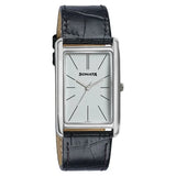 Sonata Ascent White Rectangular Watch with Leather Strap 77196sl01