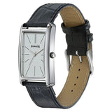 Sonata Ascent White Rectangular Watch with Leather Strap 77196sl01