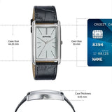 Sonata Ascent White Rectangular Watch with Leather Strap 77196sl01