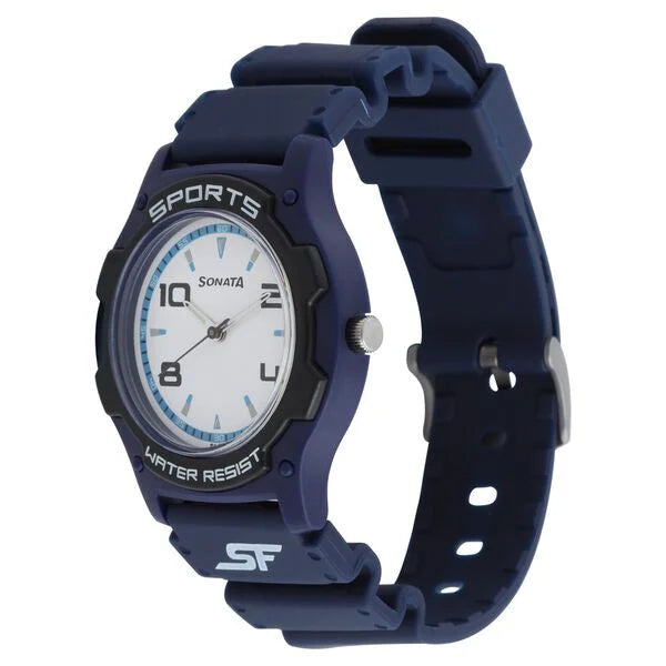 SF Quartz Analog White Dial Silicone Strap Watch for Men 7921pp13