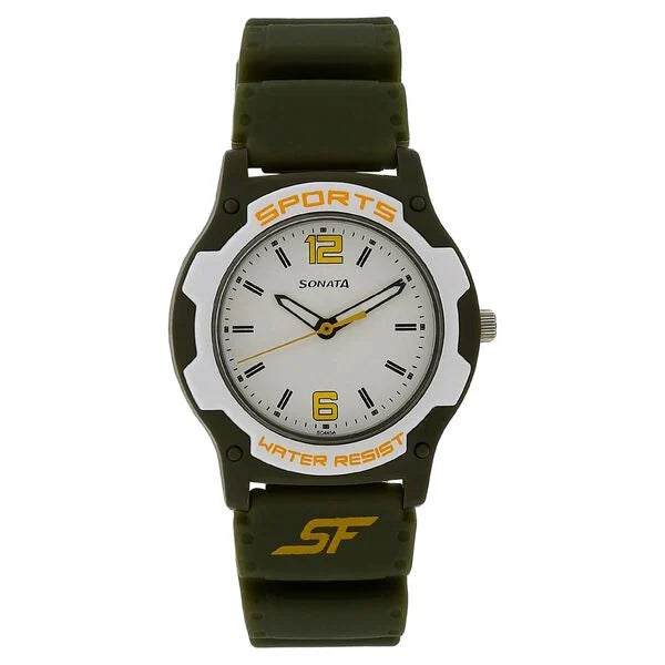 SF Quartz Analog White Dial Plastic Strap Watch for Men 7921pp15