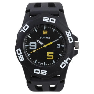 SF Quartz Analog Black Dial Plastic Strap Watch for Men 7929pp08 - KRISHNA WATCH COMPANY
