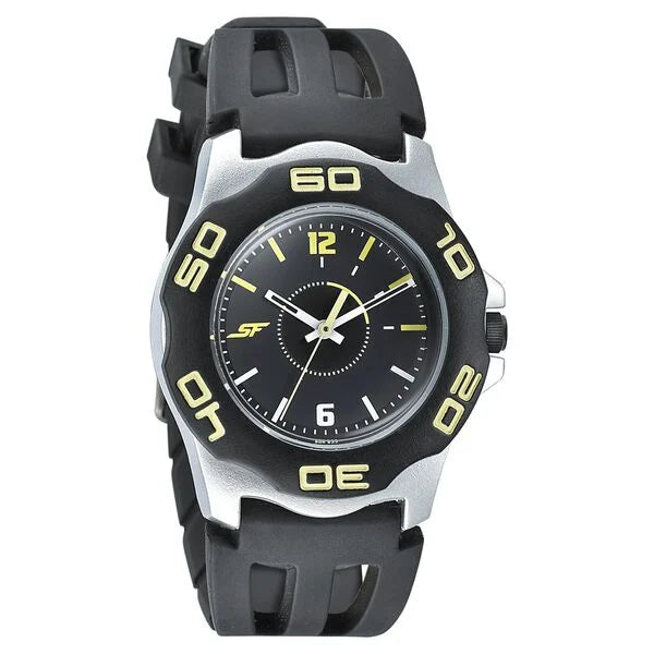 SF Quartz Analog Black Dial PU Strap Watch for Men 7929pp09w