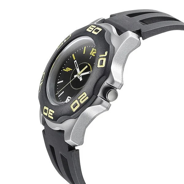 SF Quartz Analog Black Dial PU Strap Watch for Men 7929pp09w