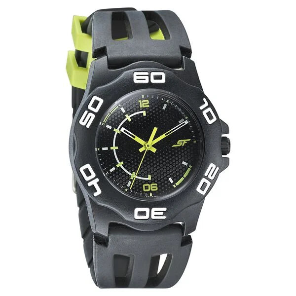 SF Quartz Analog Black Dial PU Strap Watch for Men 7929pp11w