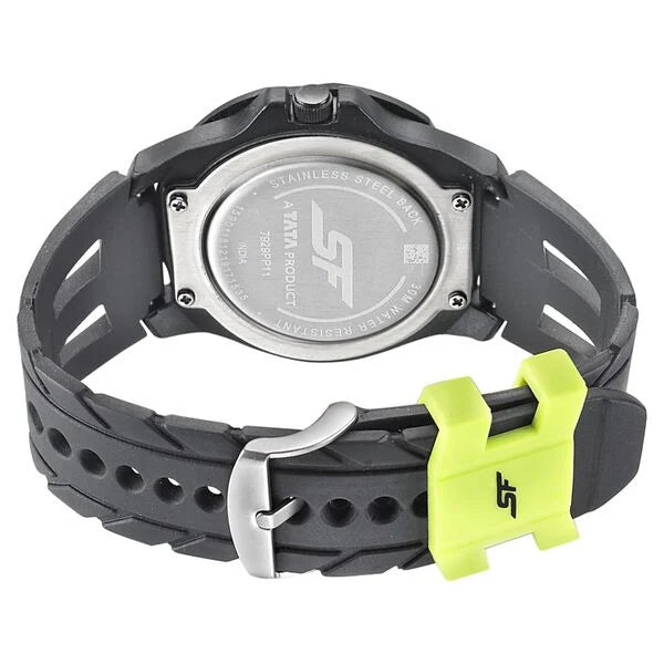 SF Quartz Analog Black Dial PU Strap Watch for Men 7929pp11w