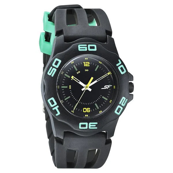 SF Quartz Analog Black Dial PU Strap Watch for Men 7929pp12w - KRISHNA WATCH COMPANY