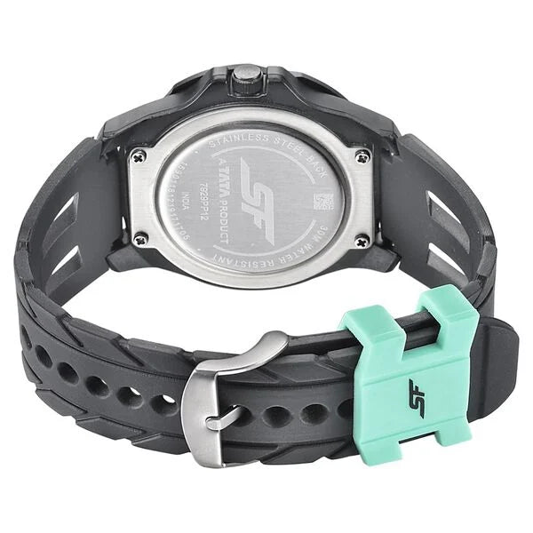 SF Quartz Analog Black Dial PU Strap Watch for Men 7929pp12w