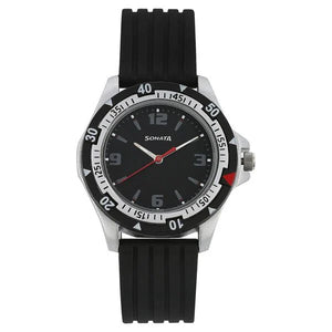 SF Quartz Analog Black Dial Plastic Strap Watch for Men 7930pp02 - KRISHNA WATCH COMPANY