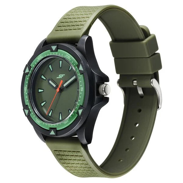 SF Sporty Green Dial Polyurethane Strap Watch for Men 7930pp18w