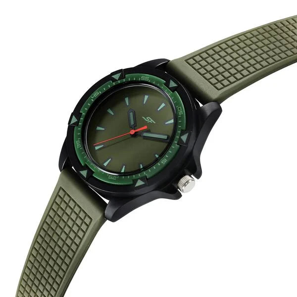 SF Sporty Green Dial Polyurethane Strap Watch for Men 7930pp18w