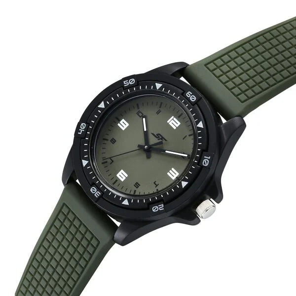 SF Sporty Analogs Quartz Analog Green Dial Green Plastic Strap Watch For Men 7930pp27w - KRISHNA WATCH COMPANY