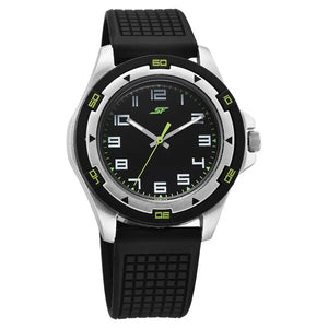 Sonata SF Sporty Analogs Quartz Analog Black Dial Black Plastic Strap Watch For Men - 7930PP28W - KRISHNA WATCH COMPANY