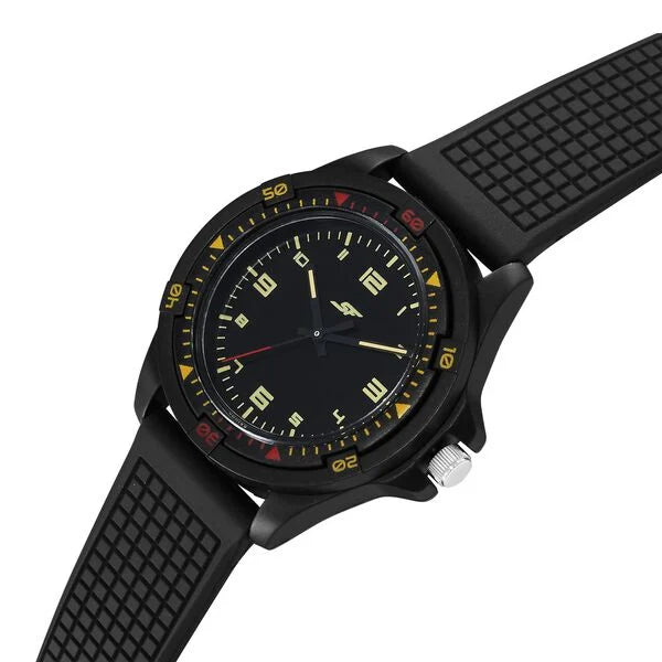 SF Sporty Analogs Quartz Analog Black Dial Black Plastic Strap Watch For Men 7930pp34w - KRISHNA WATCH COMPANY