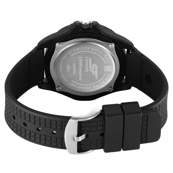SF Sporty Analogs Quartz Analog Black Dial Black Plastic Strap Watch For Men 7930pp34w