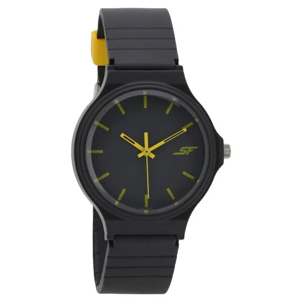 SF Quartz Analog Black Dial Plastic Strap Watch for Men 7964pp08w
