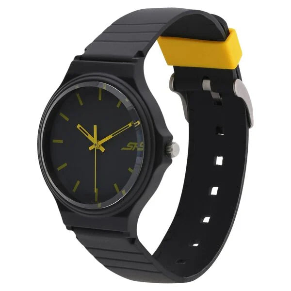 SF Quartz Analog Black Dial Plastic Strap Watch for Men 7964pp08w