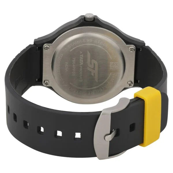 SF Quartz Analog Black Dial Plastic Strap Watch for Men 7964pp08w