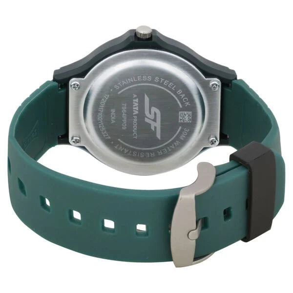 SF Quartz Analog Black Dial Plastic Strap Watch for Men 7964pp09w