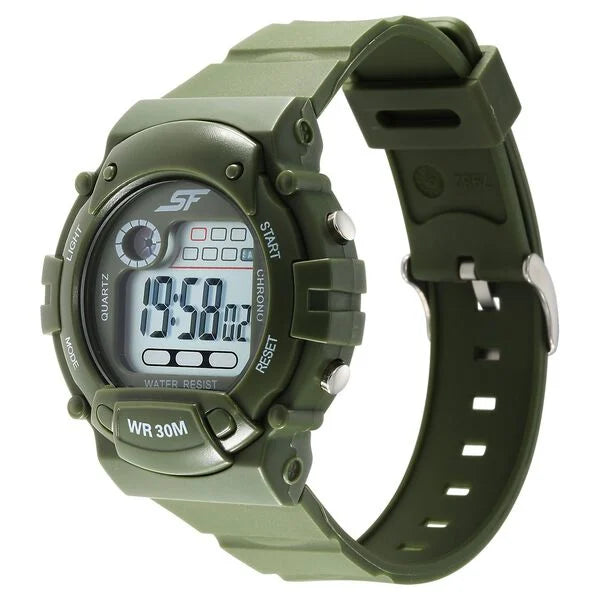 Sonata Digital Dial Green Plastic Strap Watch for Men - 7982PP12