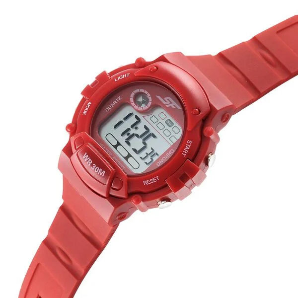 Sonata Digital Dial Red Plastic Strap Watch for Men 7982pp13