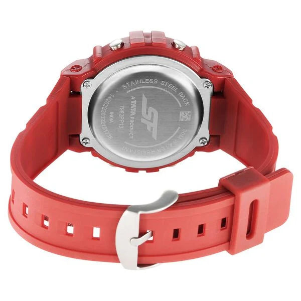 Sonata Digital Dial Red Plastic Strap Watch for Men 7982pp13