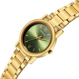 Sonata Classic Quartz Analog Green Dial Golden Stainless Steel Strap Watch for Men 7987ym15