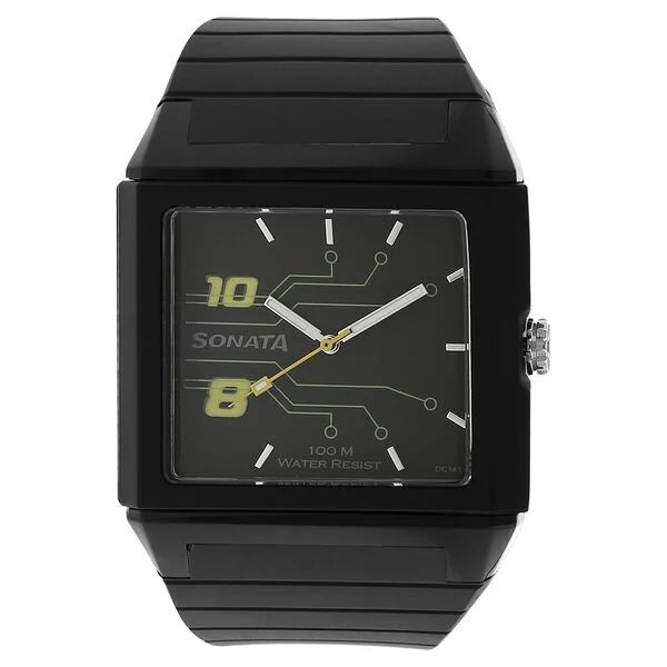 SF Quartz Analog Black Dial Plastic Strap Watch for Men 7988pp01