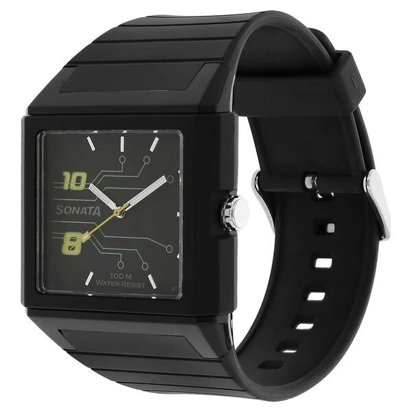 SF Quartz Analog Black Dial Plastic Strap Watch for Men 7988pp01 - KRISHNA WATCH COMPANY