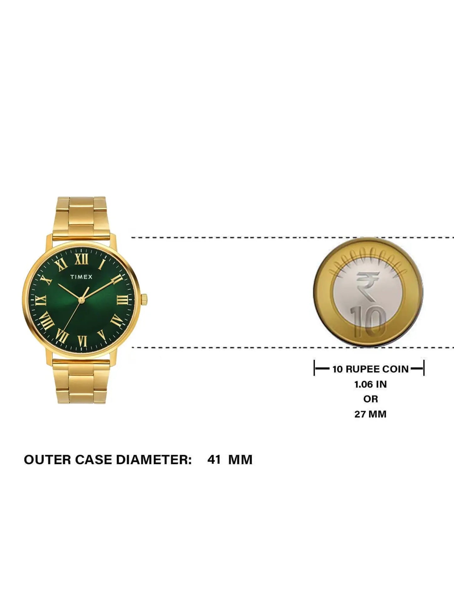 Timex Full Roman Green Dial St Steel Bracelet  Astrological  Men's Watch - TW0TG8024