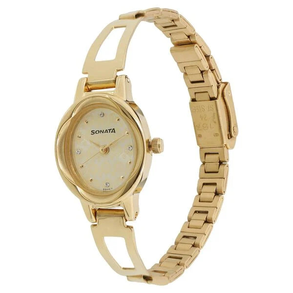 Sonata Pankh Champagne Dial Women Watch - 8085YM05 - KRISHNA WATCH COMPANY