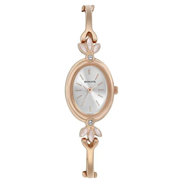 Sonata Blush Silver Dial Women Watch With Metal Strap 8091wm01 - KRISHNA WATCH COMPANY