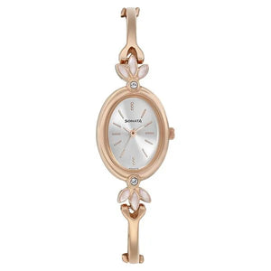 Sonata Blush Silver Dial Women Watch With Metal Strap 8091wm01 - KRISHNA WATCH COMPANY
