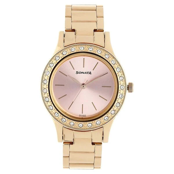 Sonata Blush Women Watch With Stainless Steel Strap 8123wm01